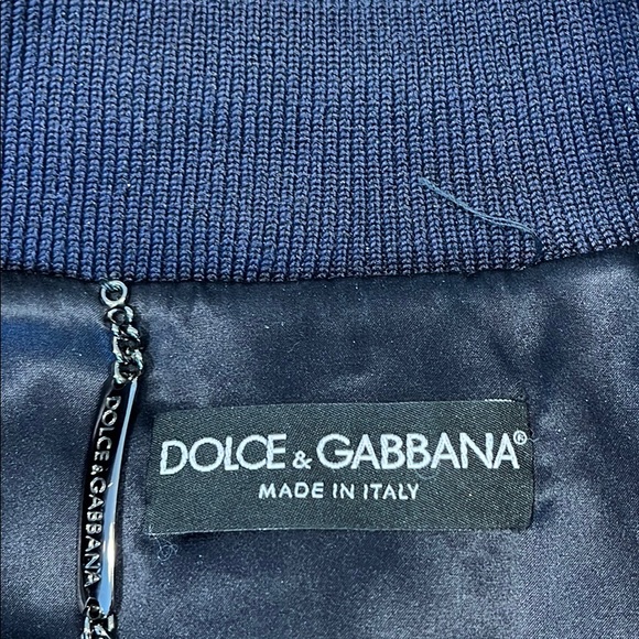 DOLCE & GABBANA Blue Leather Jacket - Picture 7 of 16